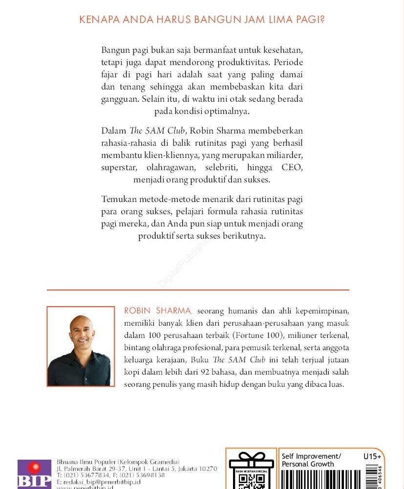 The 5 AM Club : Bangun Rutinitas Pagi Untuk Level Up Hidupmu!