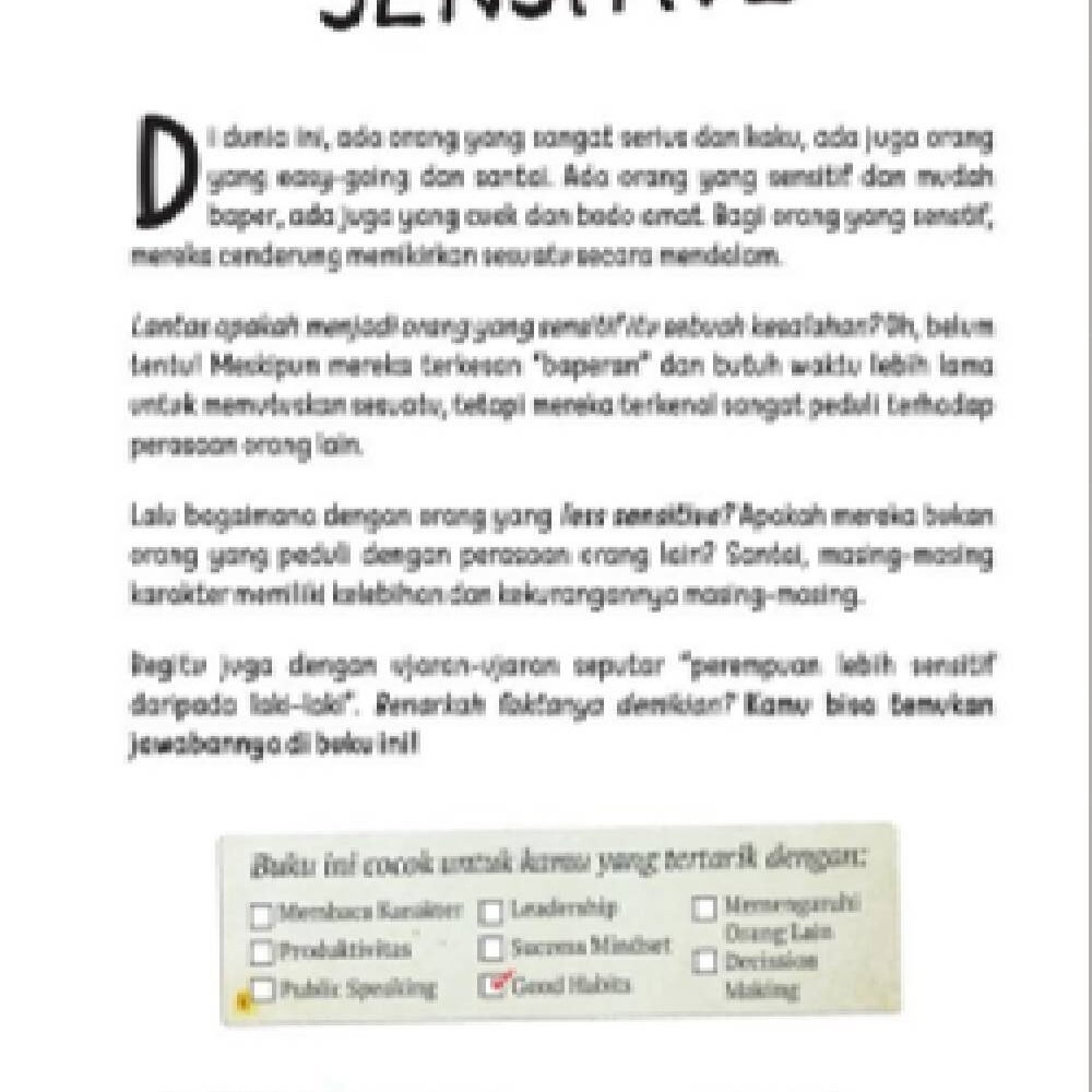 Less Sensitive: Seni Hidup Tanpa Kebanyakan Baper